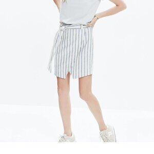 Madewell Women's Size 0 Beige/Blue Striped Linen Blend Portside Skirt